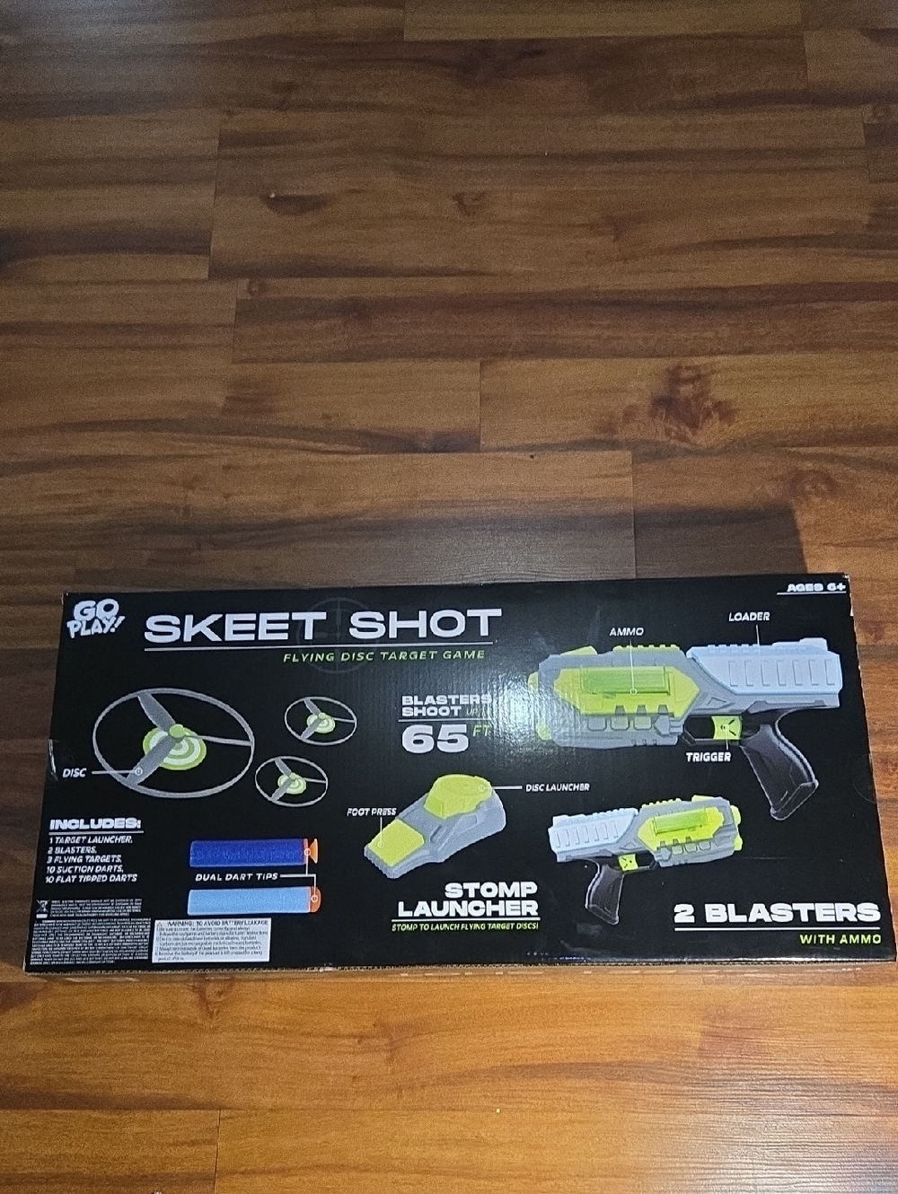 Go Play Skeet Shot Stomp Launcher & 2 Blasters - Neon Green/Gray NWB